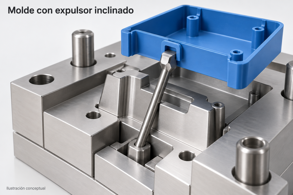 Molde con expulsores inclinados